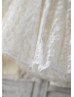 Ivory Lace Champagne Lining Knee Length Rustic Flower Girl Dress